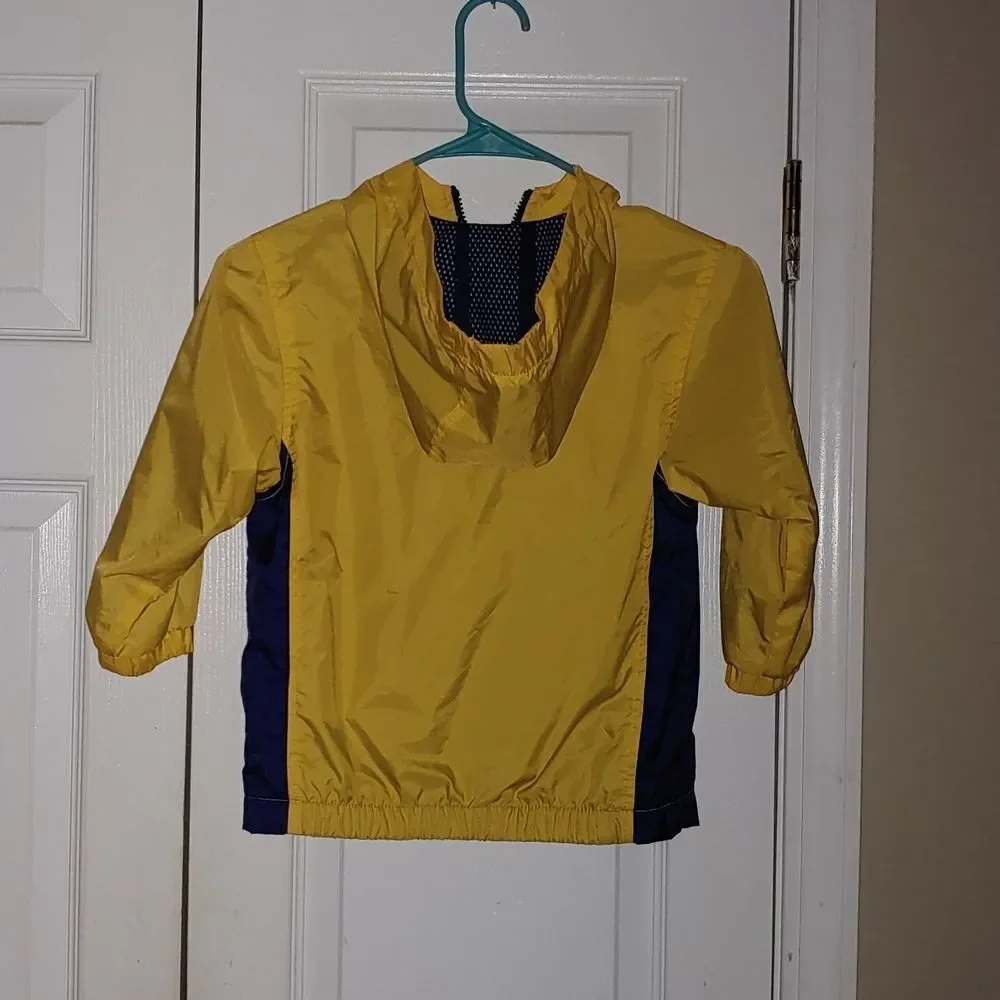 VTG Gymboree Gymsport yellow navy hooded windbreaker rain jacket Sz M (3/4) NWOT